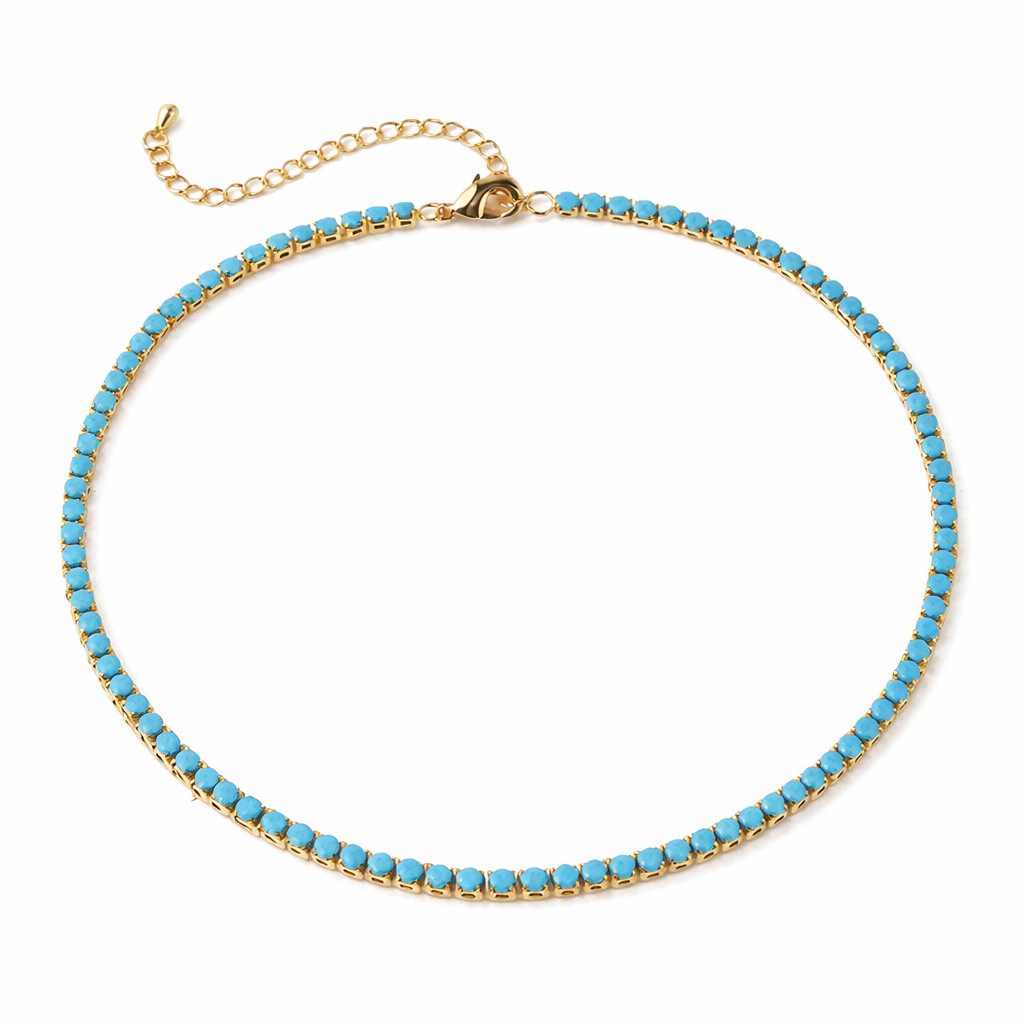 ZARD Turquoise Tennis Choker Necklace in 18K Gold