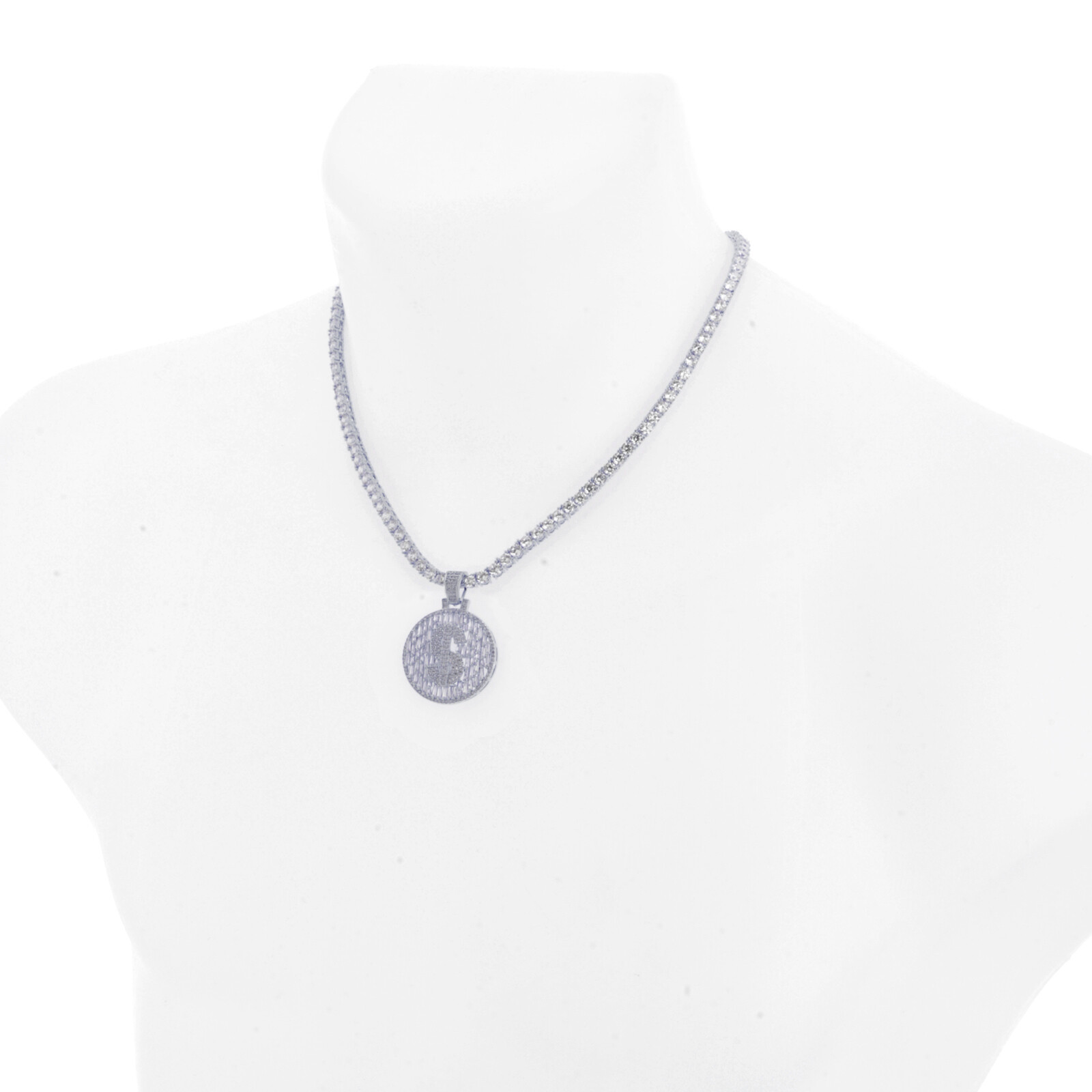 Gold / Silver Dollar Medallion Pendant 20″ Choker Stone Chain Necklace BCT 17104