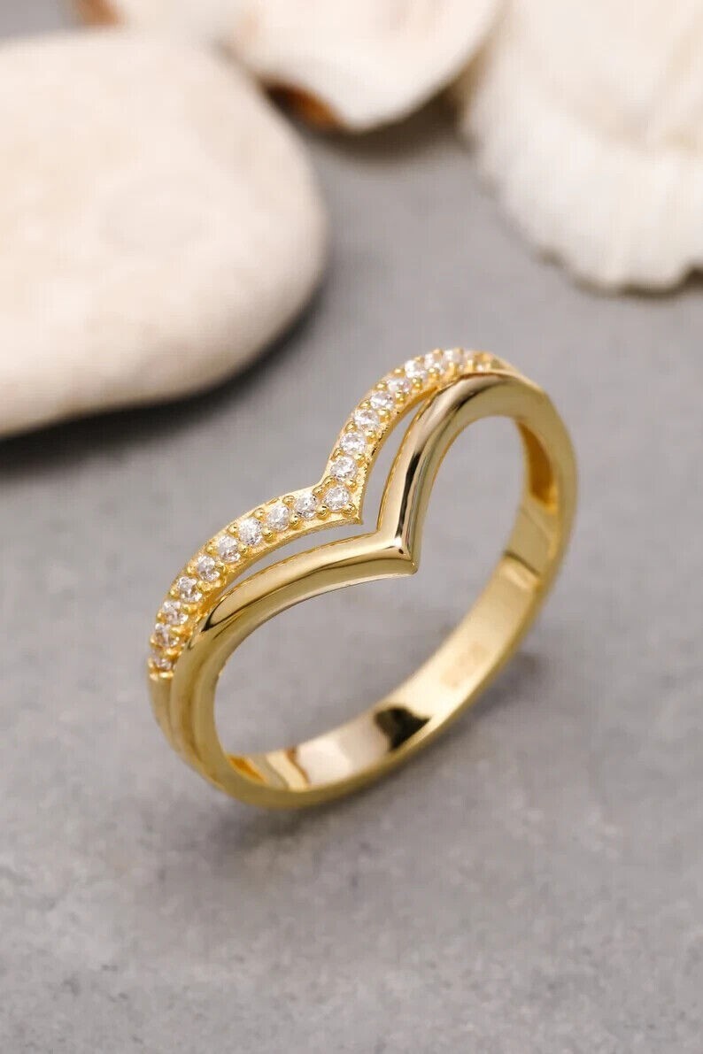 1.20 CT Round Cut Simulated Diamond Wedding Band Ring 14K Yellow Gold Plated