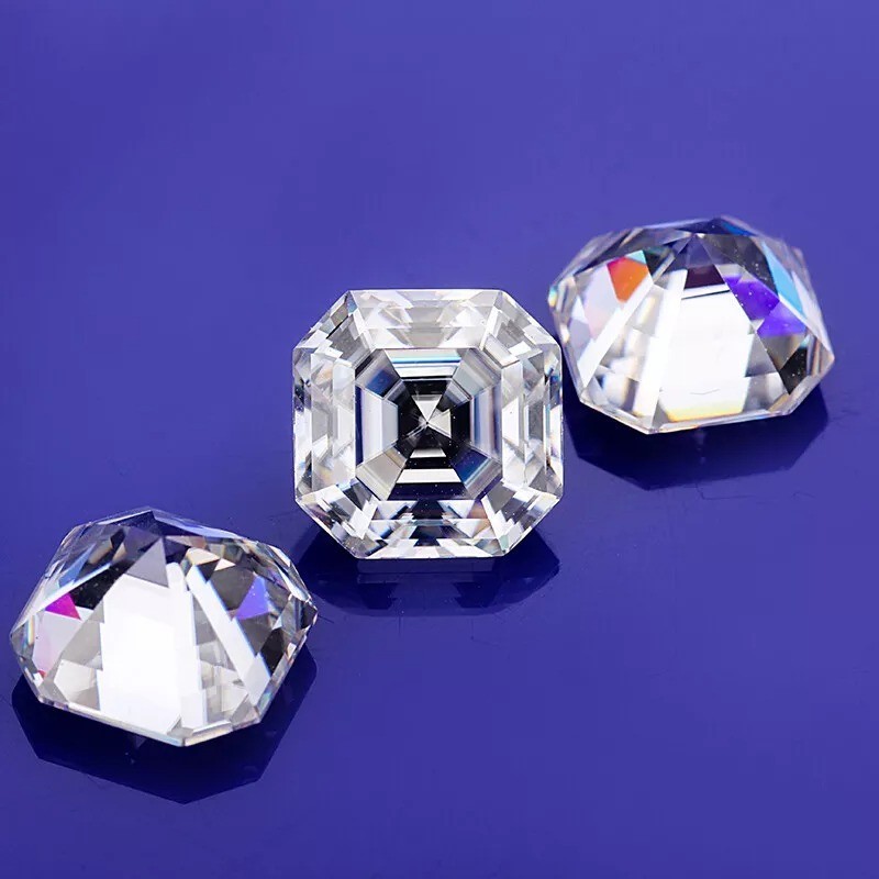 2pcs 5.5×5.5mm Asscher Cut D Color Lab Grown Diamond IF Clarity GIE Certified