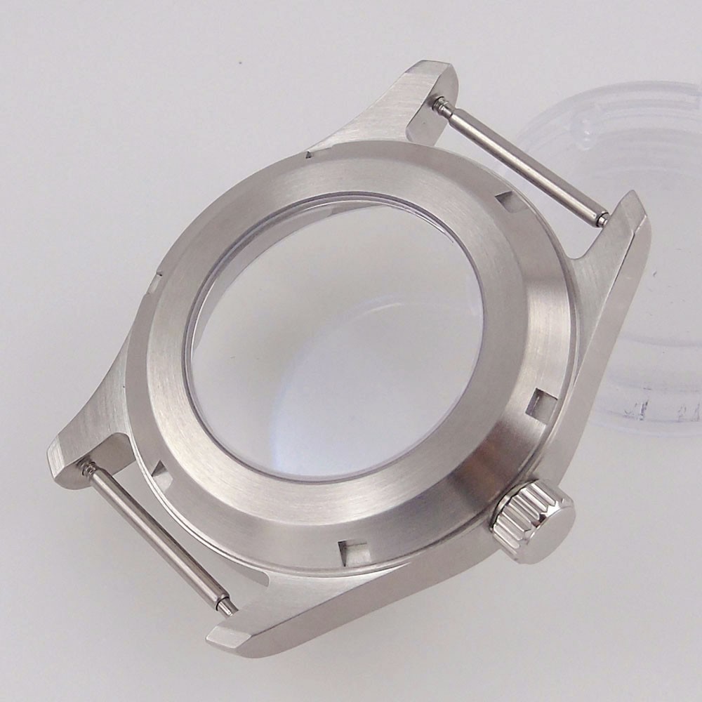 39mm Pilot Watch Case+Dial+Hands Set Fit NH35 ETA2824 PT5000 Miyota82 Clear Back