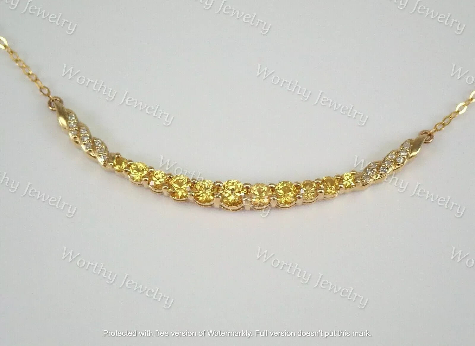 2.20Ct Round Cut Citrine Diamond Smile Pendant 14K Yellow Gold Finish Chain