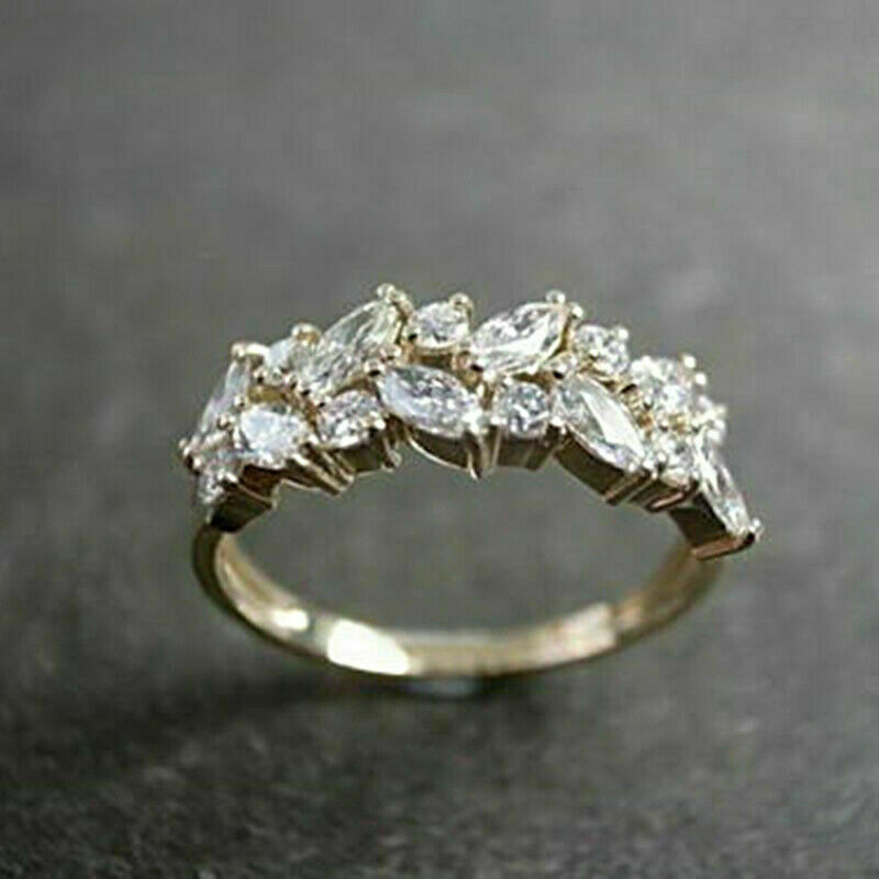 2Ct Marquise Cut Lab Created 14k Yellow Gold Finish Engagement Wedding Band Ring