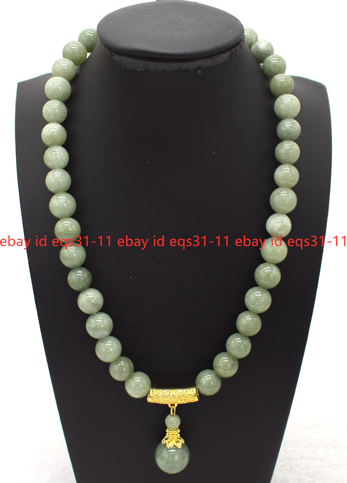 8mm Natural A Green Jade Round Gemstone Beads Pendant Necklace 18 ”