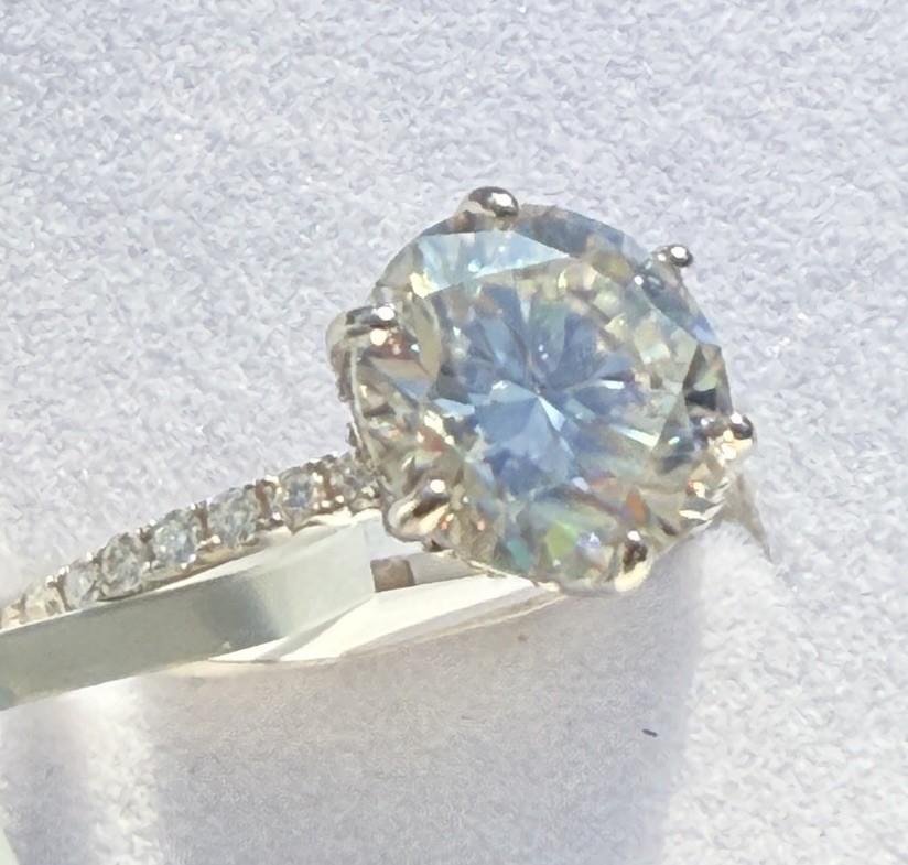 4.66 CTW VVS1 Round Moissanite Promise Engagement Ring Size 7 Solitaire 925 SS