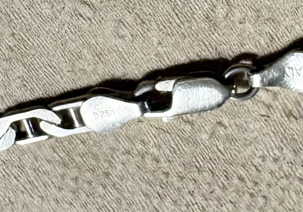 Silver 925 Italy Flat Anchor Link Mariner Men’s Bracelet 8-1/4″ long 10 grams