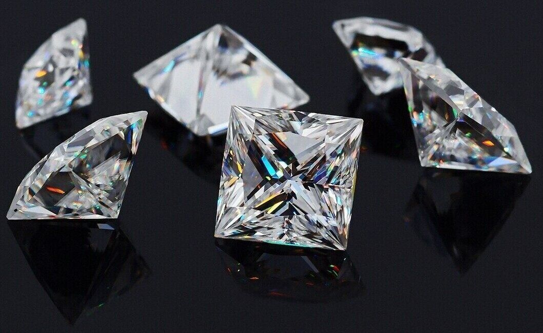 GRA Certified Loose Moissanite Princess Square Cut Stones D VVS1 All Sizes