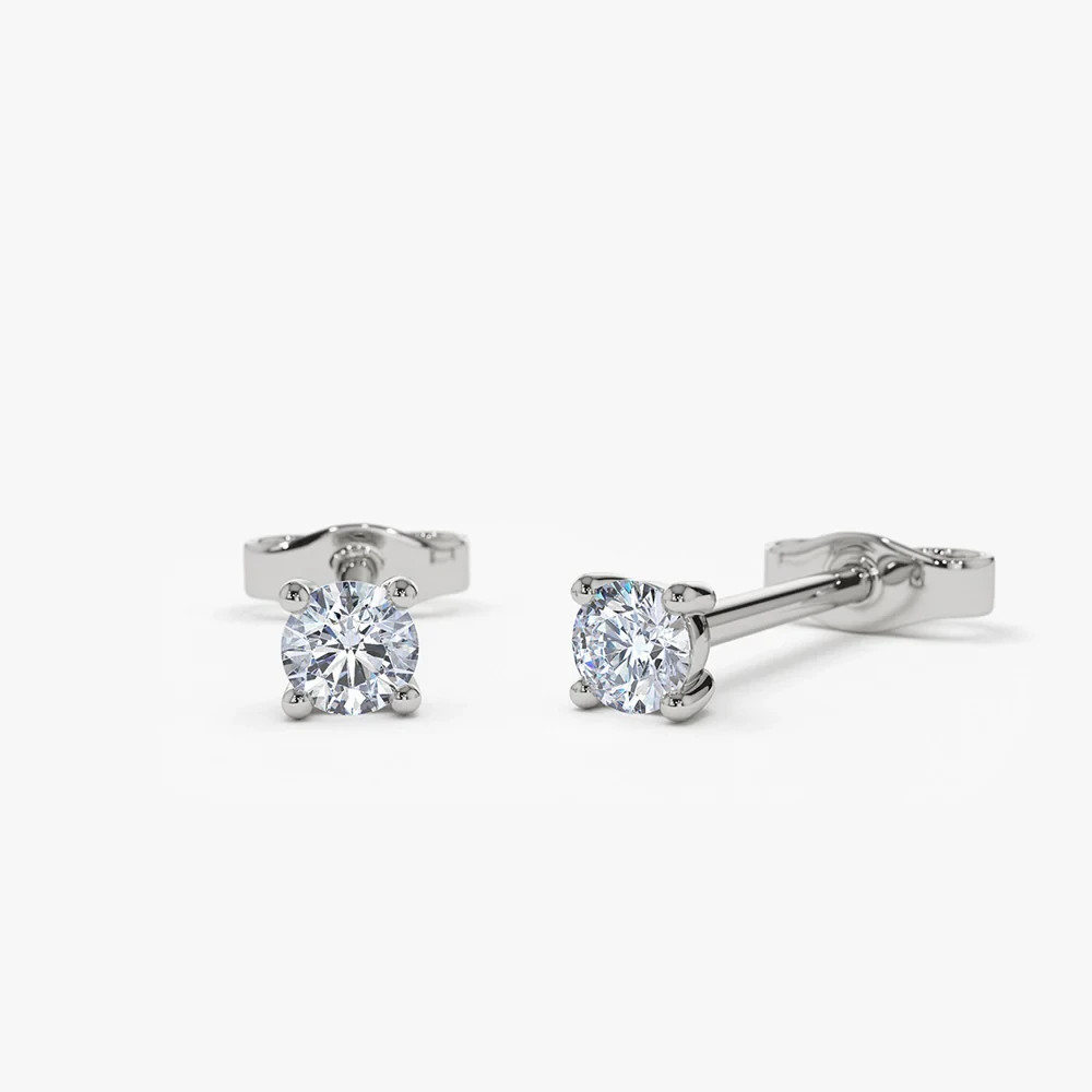 14K Solid Gold Round Cut H-I/SI Clarity Natural Diamond Daily Wear Stud Earrings