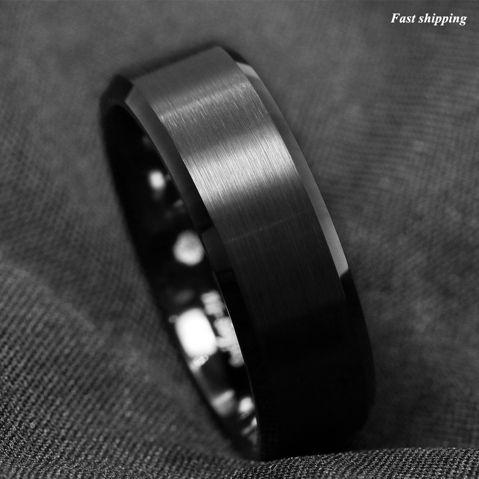 8/6mm Classic Black Brushed Tungsten Carbide Ring Bridal Band ATOP Men’s Jewelry