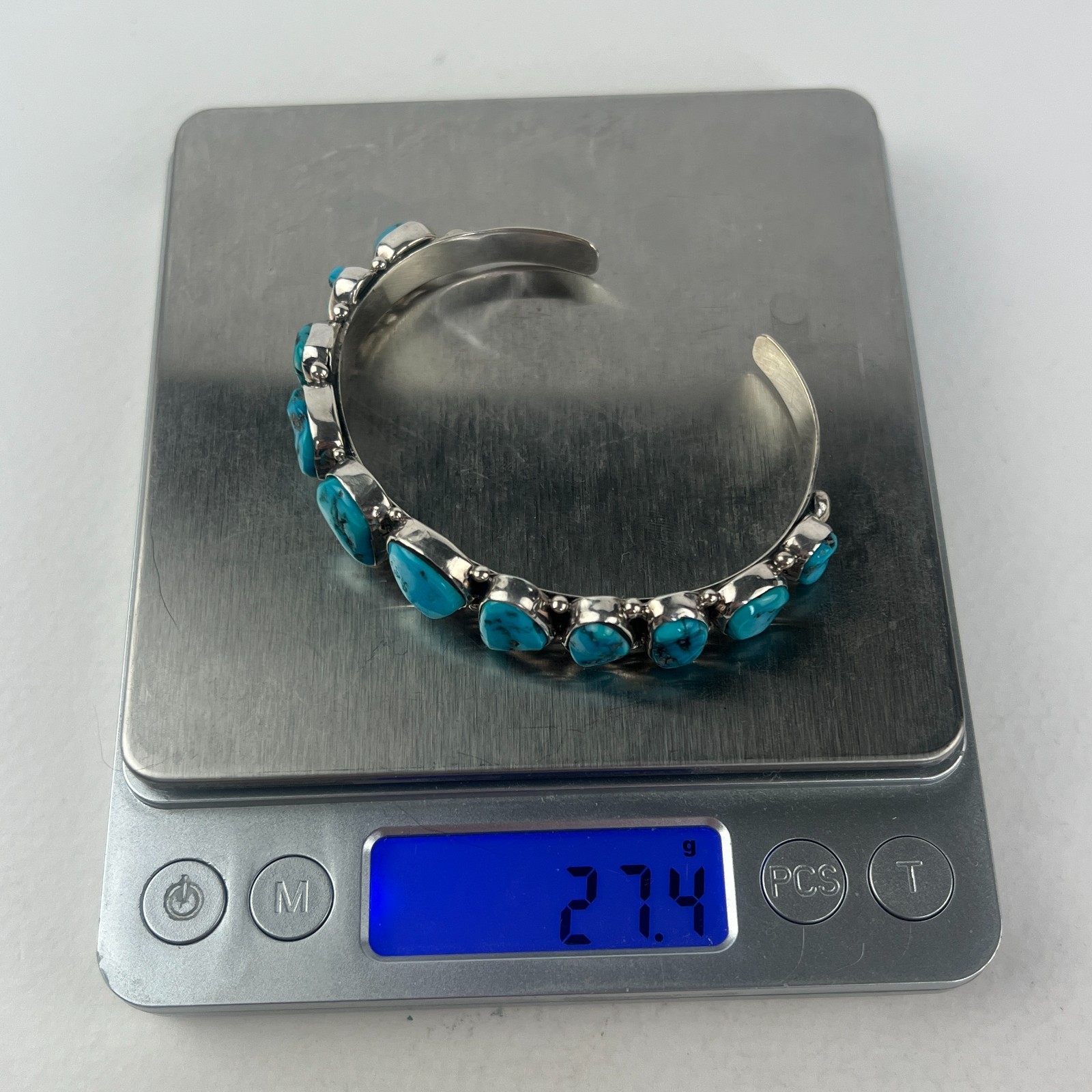 Vintage Native American Turquoise Cuff Sterling Silver Bracelet Artisan Sign 925