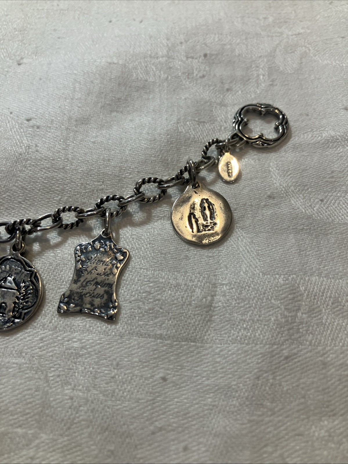 Beautiful Sterling Silver ATI Religious Catholicism Charm Bracelet