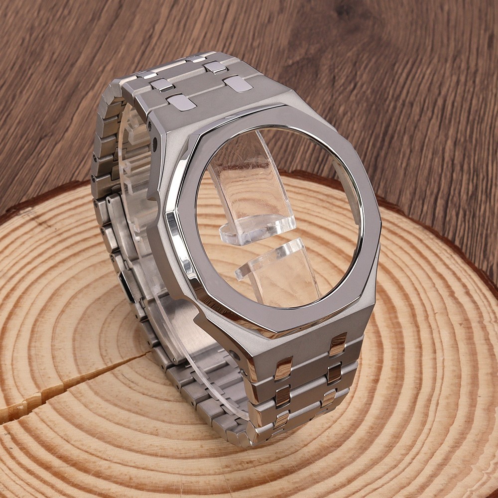 44.3mm Watch Case Strap Modify casio GA-2100 casioak Mods Silvery 316L Stainless