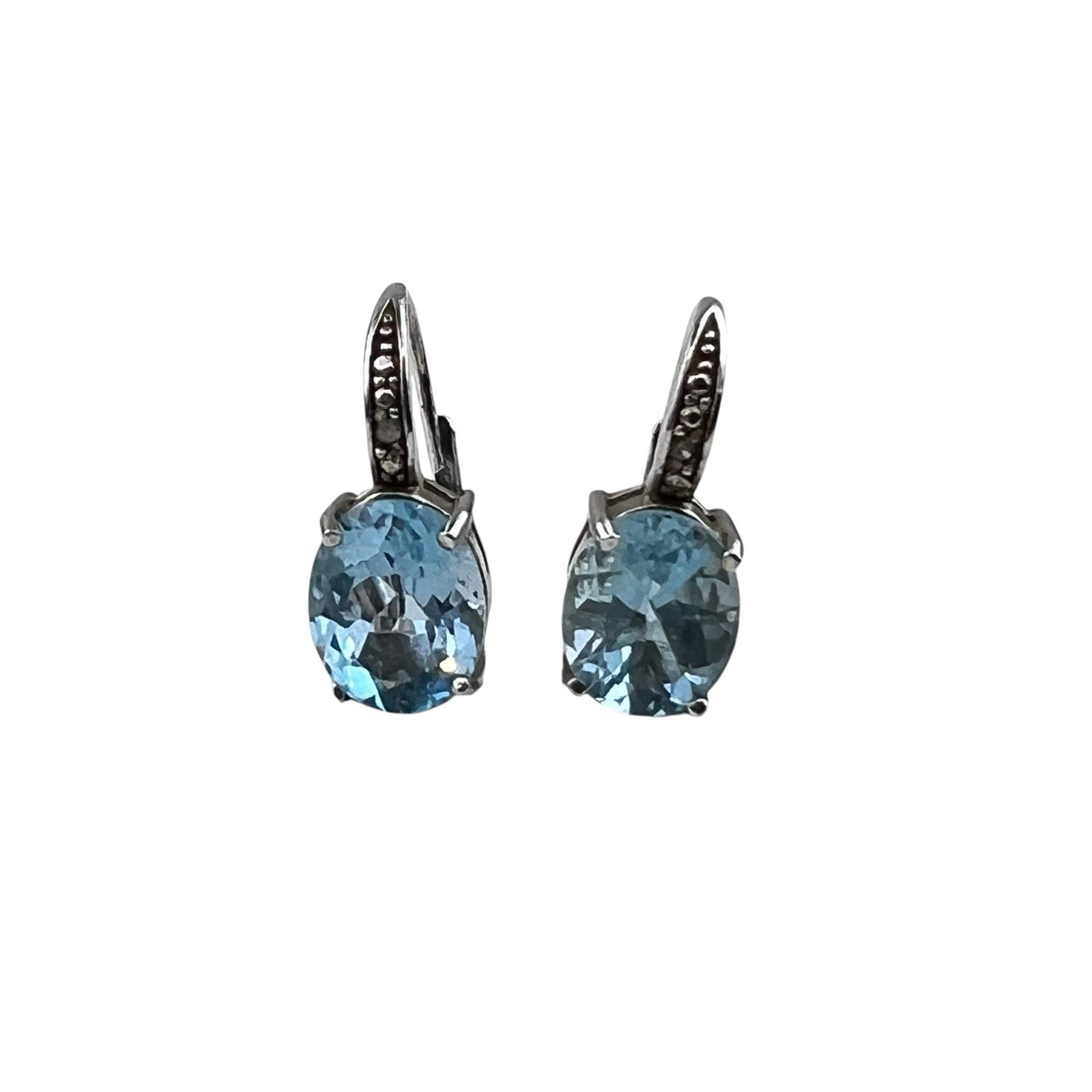 FAS Sterling Silver Pierced Earrings Lever Back Topaz