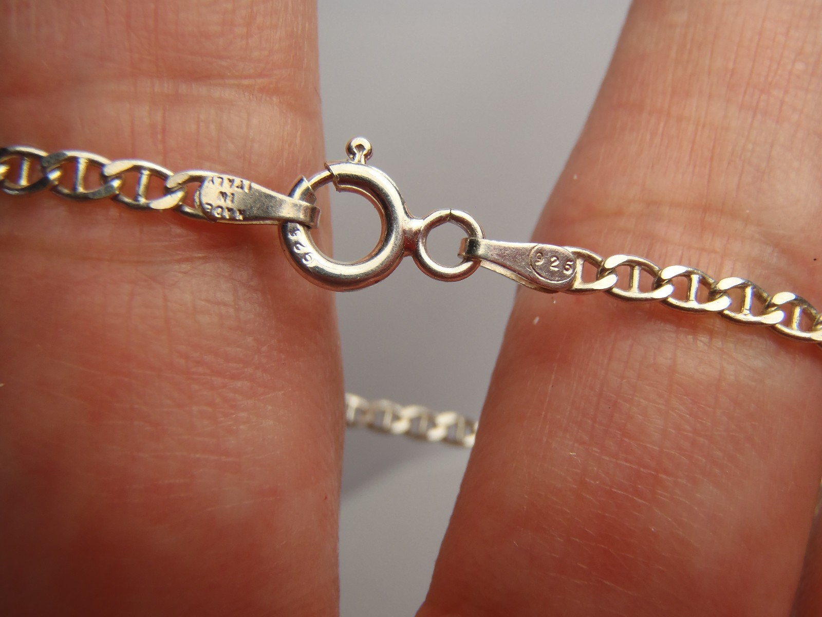 ESTATE STERLING SILVER MARINER LINK 2MM WIDE 8″ ITALY BRACELET FREE SHIPPING
