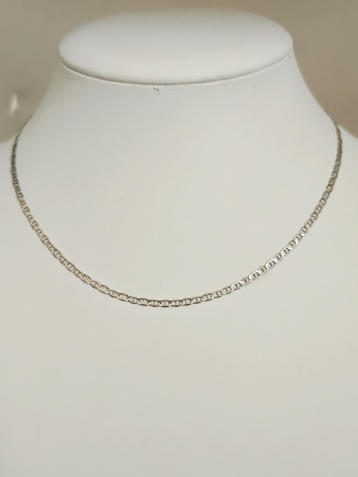 Italy Sterling Silver 18 1/2″ Mariner Link Design Necklace Chain – 1/8″ Wide