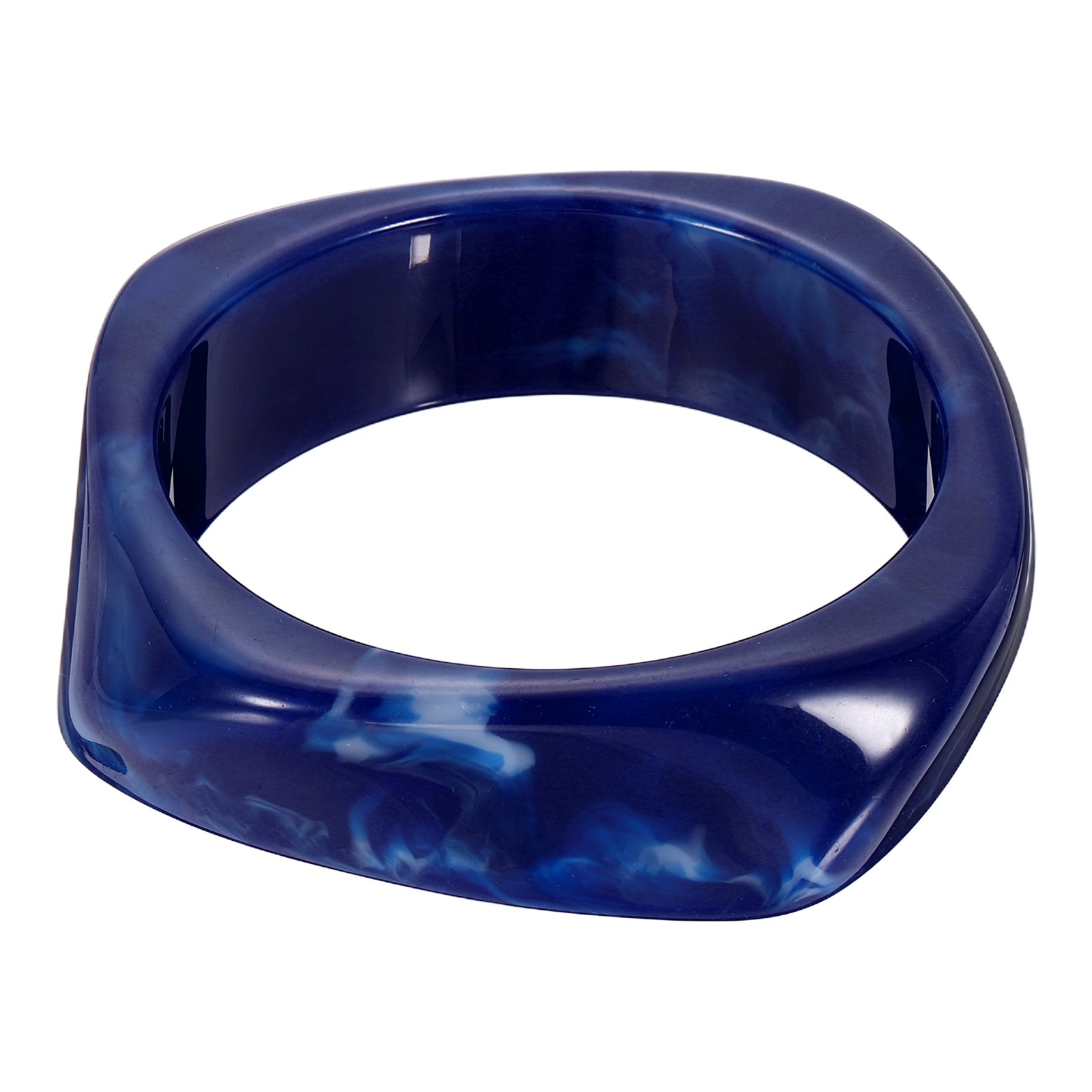 Chunky Acrylic Resin Bangle Geometric Chunky Bracelet for Women, Blue/White