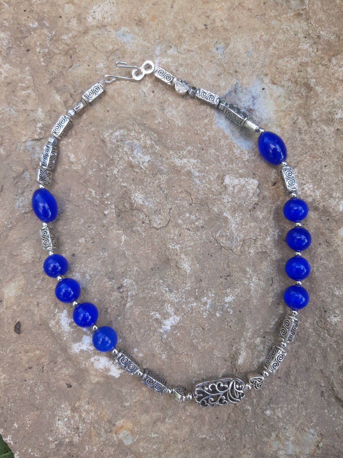 Handmade Jewelry Necklace, Metal, Glass