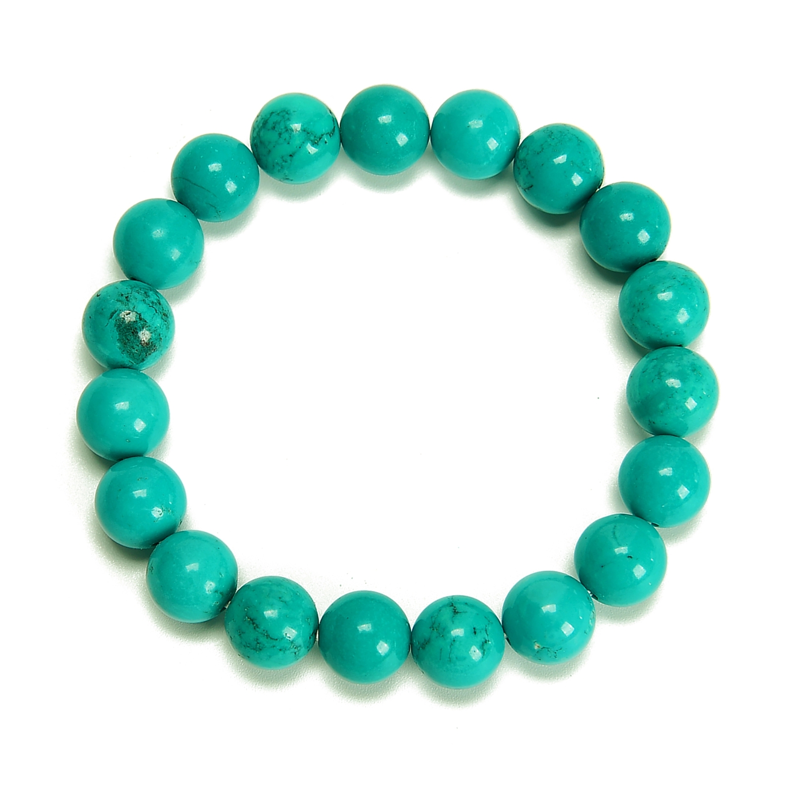 Dark Blue Green Turquoise Smooth Round Beaded Bracelet 6mm 8mm 10mm 7.5” Length