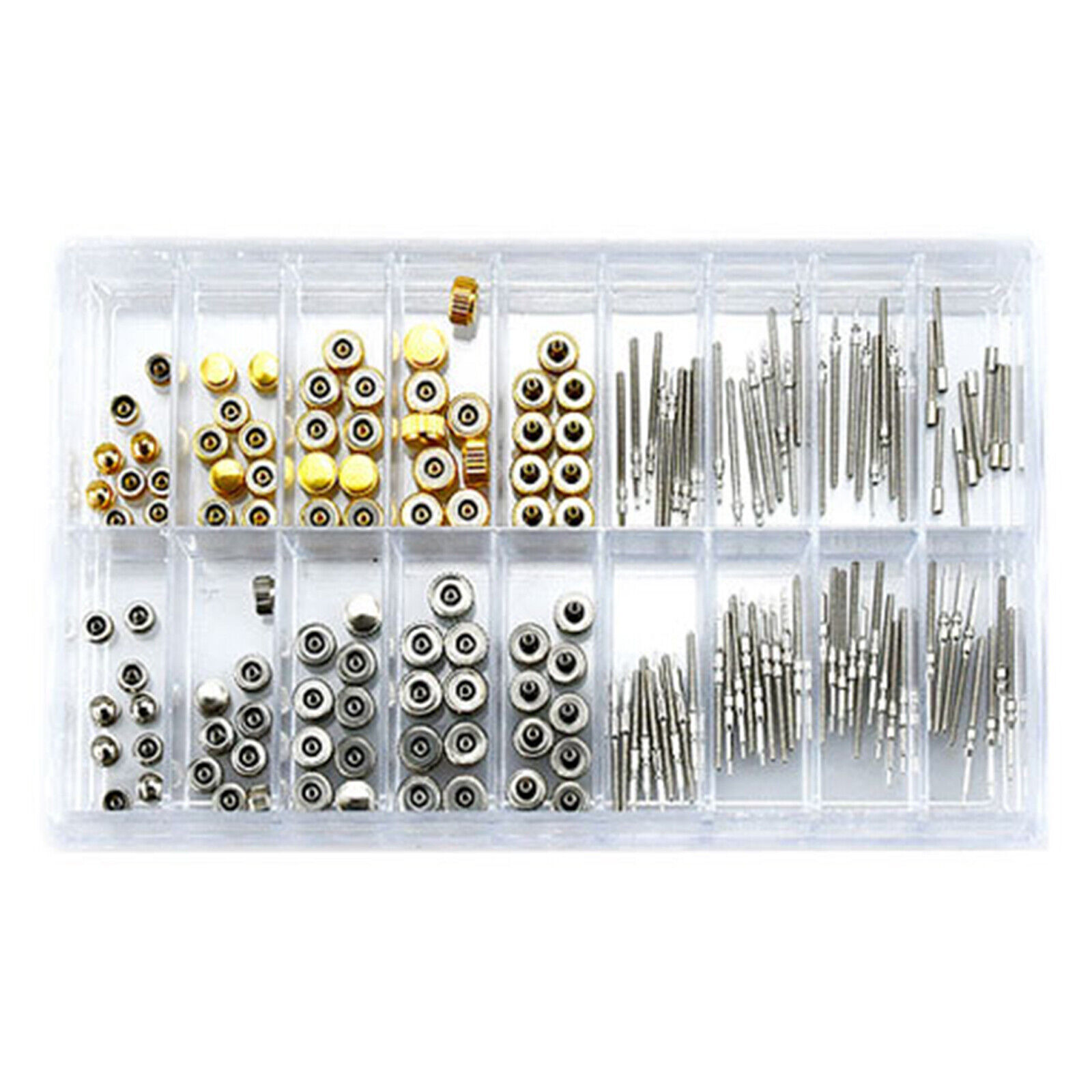 New 170PC Mixed Watch Stem And Crown Repair Parts Assortment Spare Parts Box Set