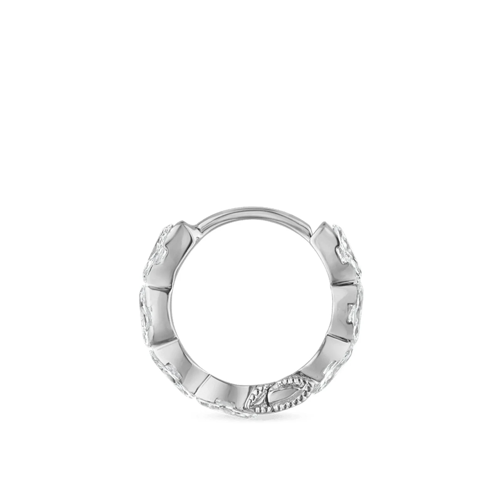 925 Sterling Silver Marquise Moissanite Eternity Clicker Hoop Helix Ring