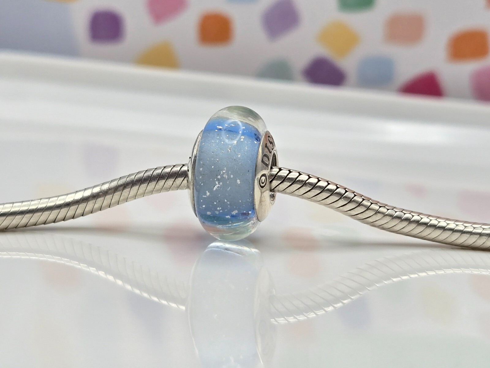 Authentic Pandora Disney Murano Cinderella’s Signature Blue glass Charm