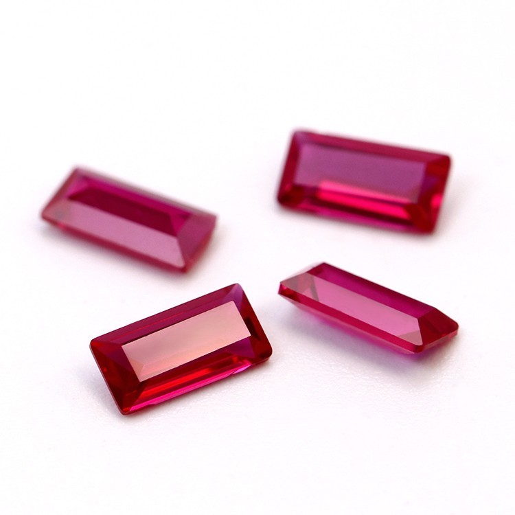 Baguette Fine Cut Lab Created Synthetic Ruby Loose Gemstone For Assorted Jewelry