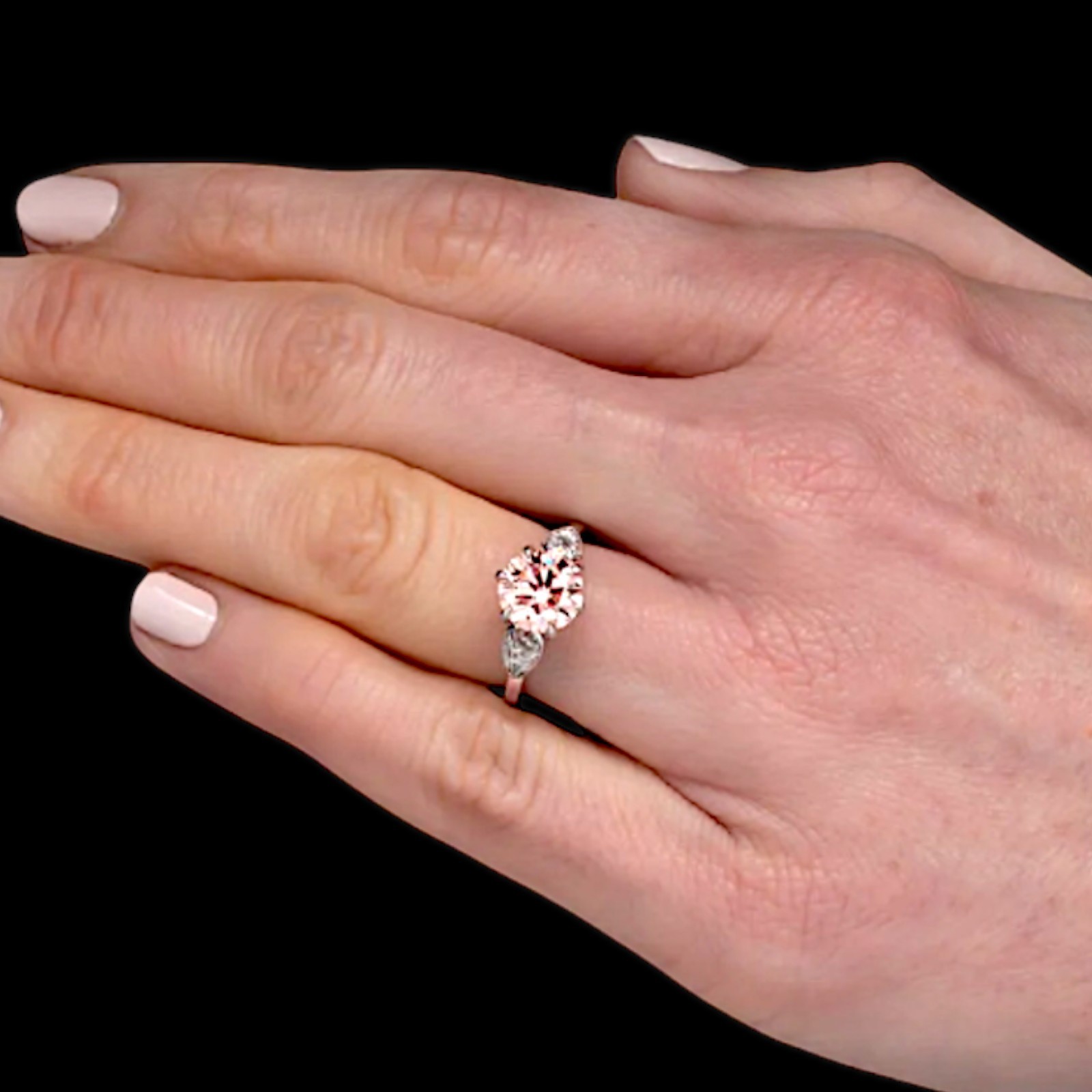 IGI Lab Created Round Cut Fancy Vivid Pink Diamond Ring 3.40 Ct 14k White Gold