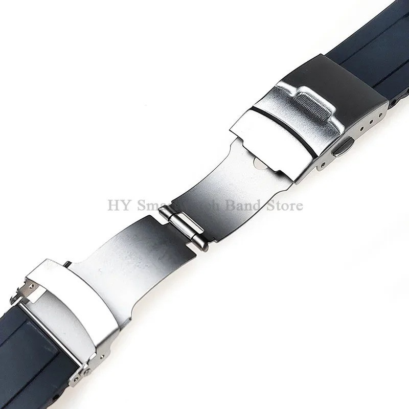 Curved End Black Waterproof Silicone Rubber Watch Strap Band 16 18 20 22 24 26mm