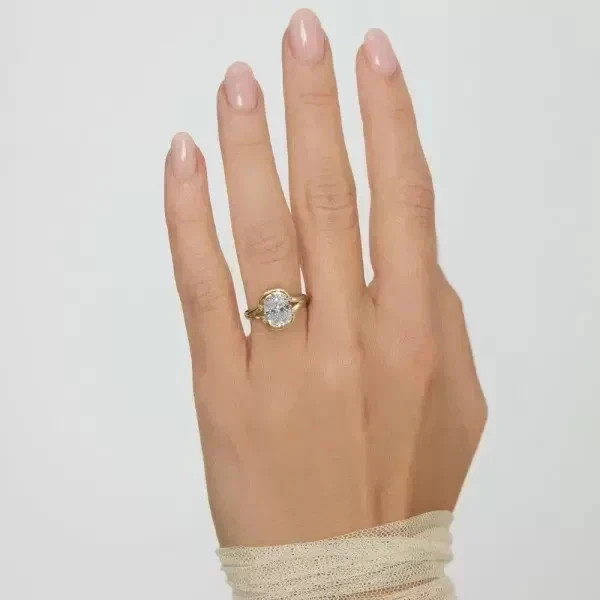 4.00Ct Cushion Cut Lab Created Solitaire Anniversary 14k Yellow Gold Finish Ring
