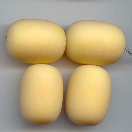 12 VINTAGE YELLOW MATTE ACRYLIC 26x19mm. SMOOTH BARREL BEADS 5611