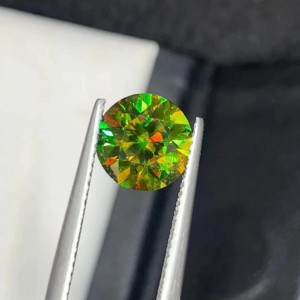 5.20 Ct+ Natural Full Fire Sphene Titanite Round Cut Certified Loose Gemstone