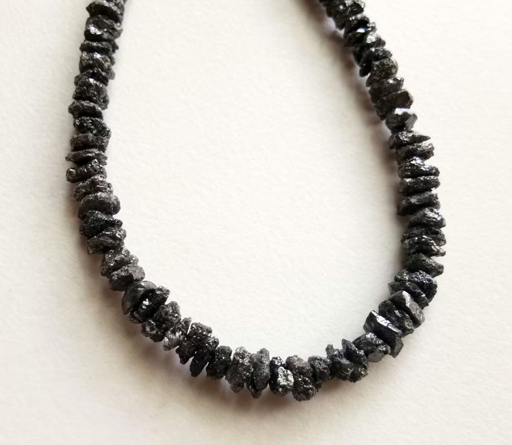 5mm Black Rough Diamond Beads, Black Raw Diamond Beads, 0.5mm Drilled Hole Black