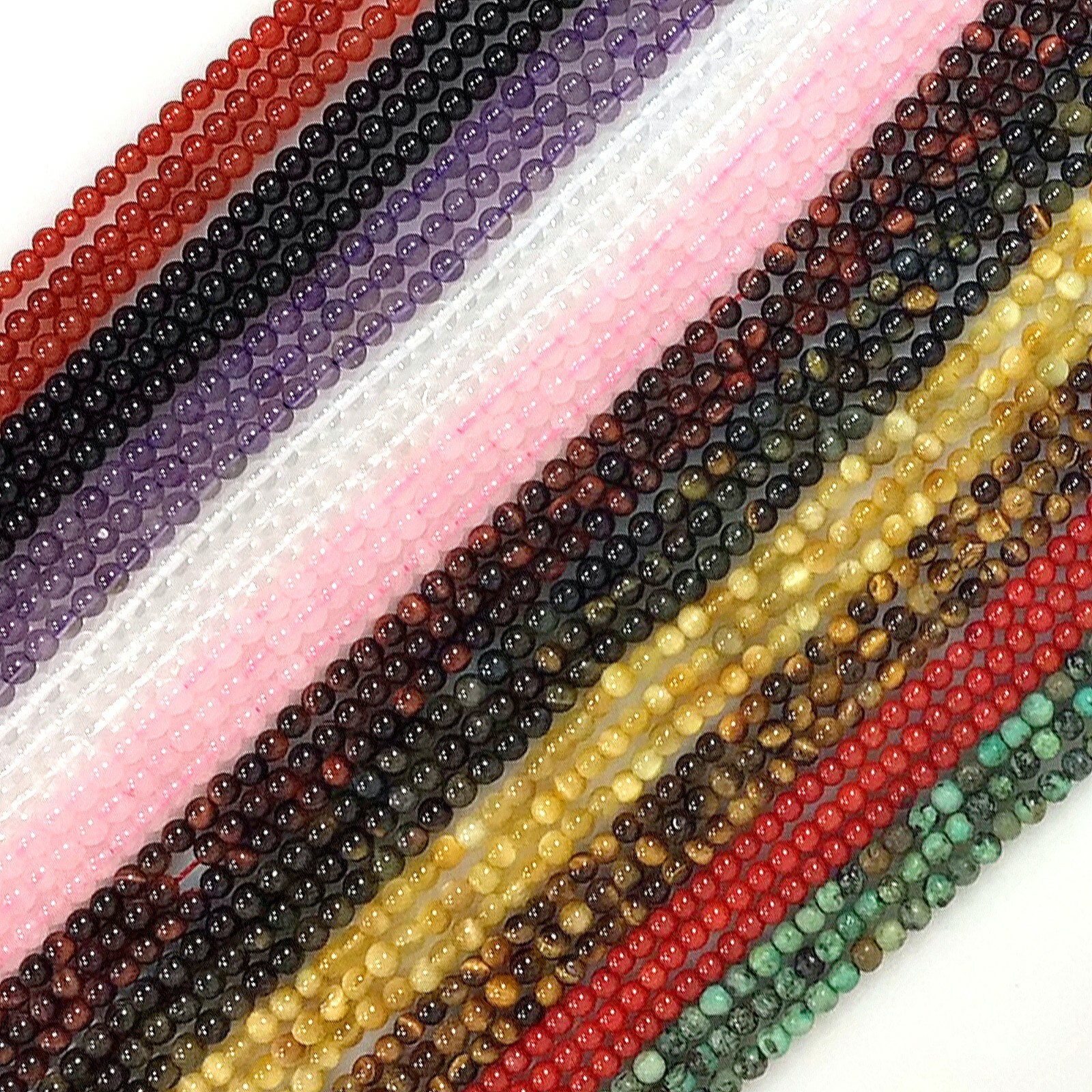 3mm Bulk Tiny Gemstone Crystal Smooth Round Loose Bead 15″ strand Free Shipping