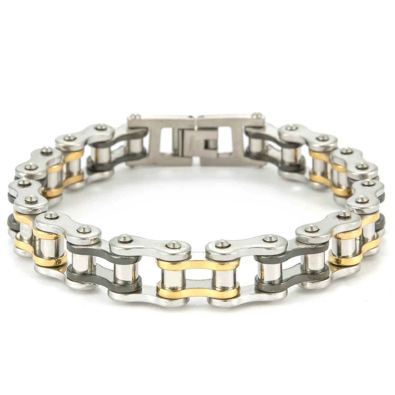 Stainless Steel 8.5 in Solid Motorcycle Bike Chain Design Bracelet Men’s Jewelry