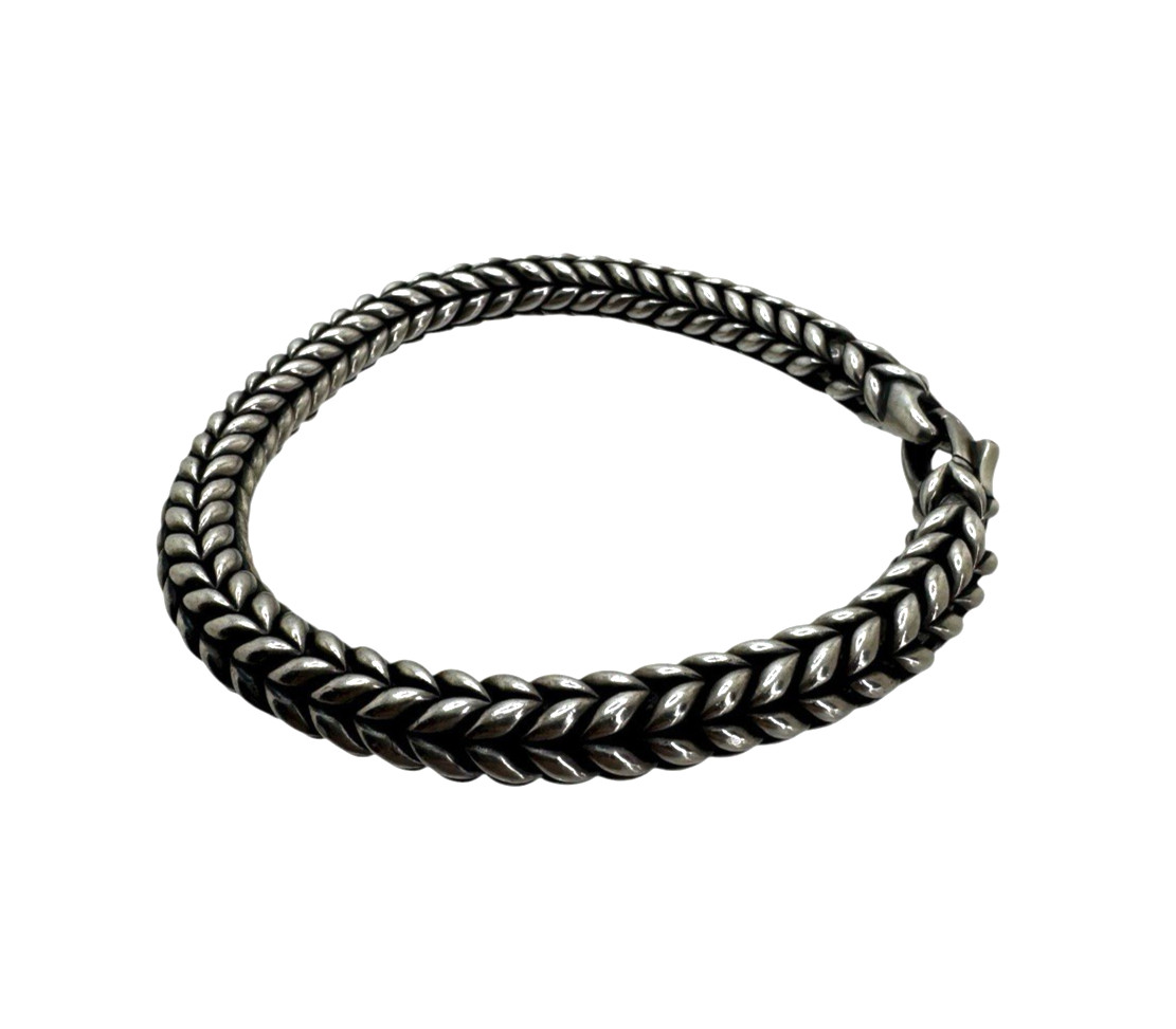 David Yurman Sterling Silver Chevron Bead Bracelet 8.25 Inch