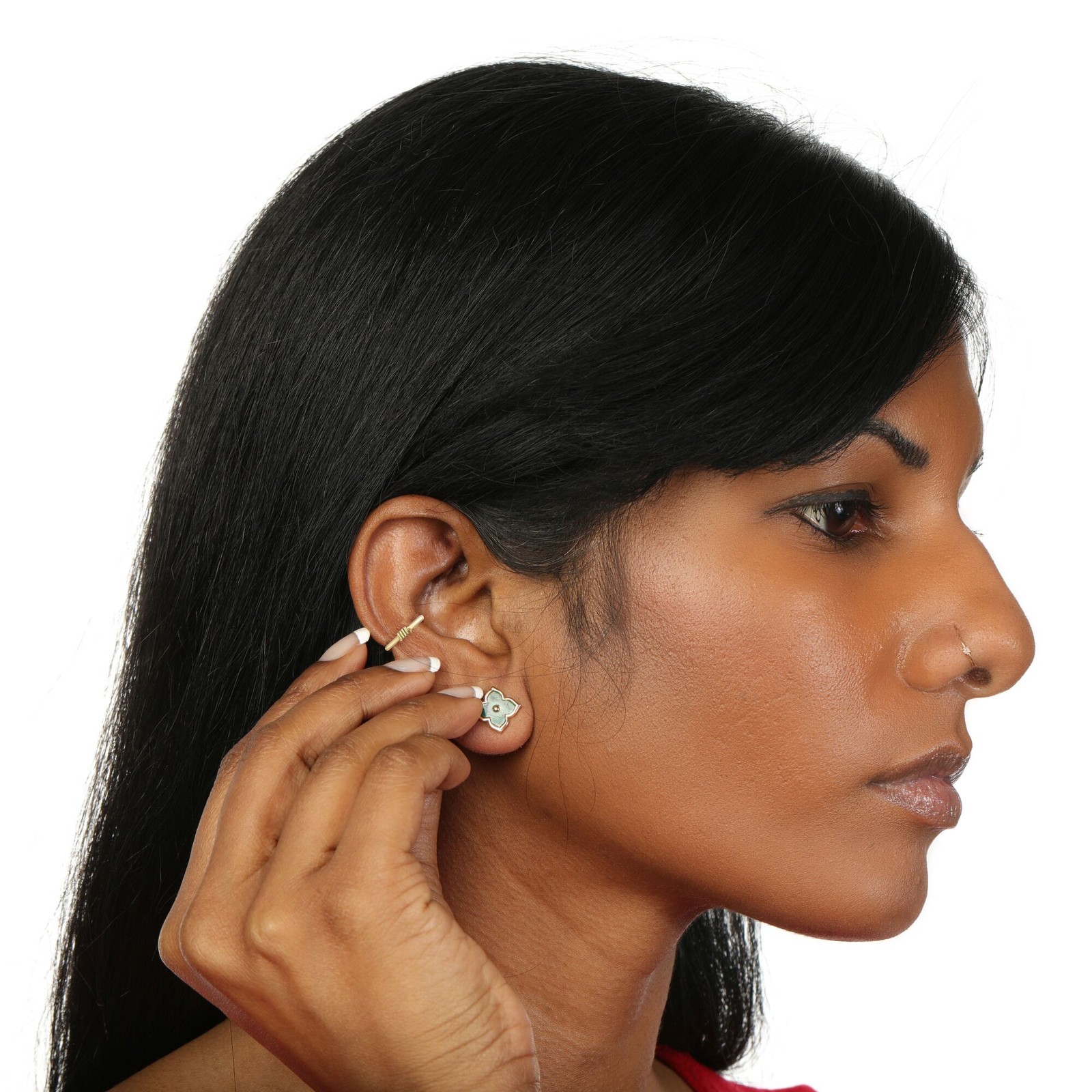 20 Gauge Barbed Wire Multi Area Hoop Earring in 14K Yellow Gold with Hinge Post