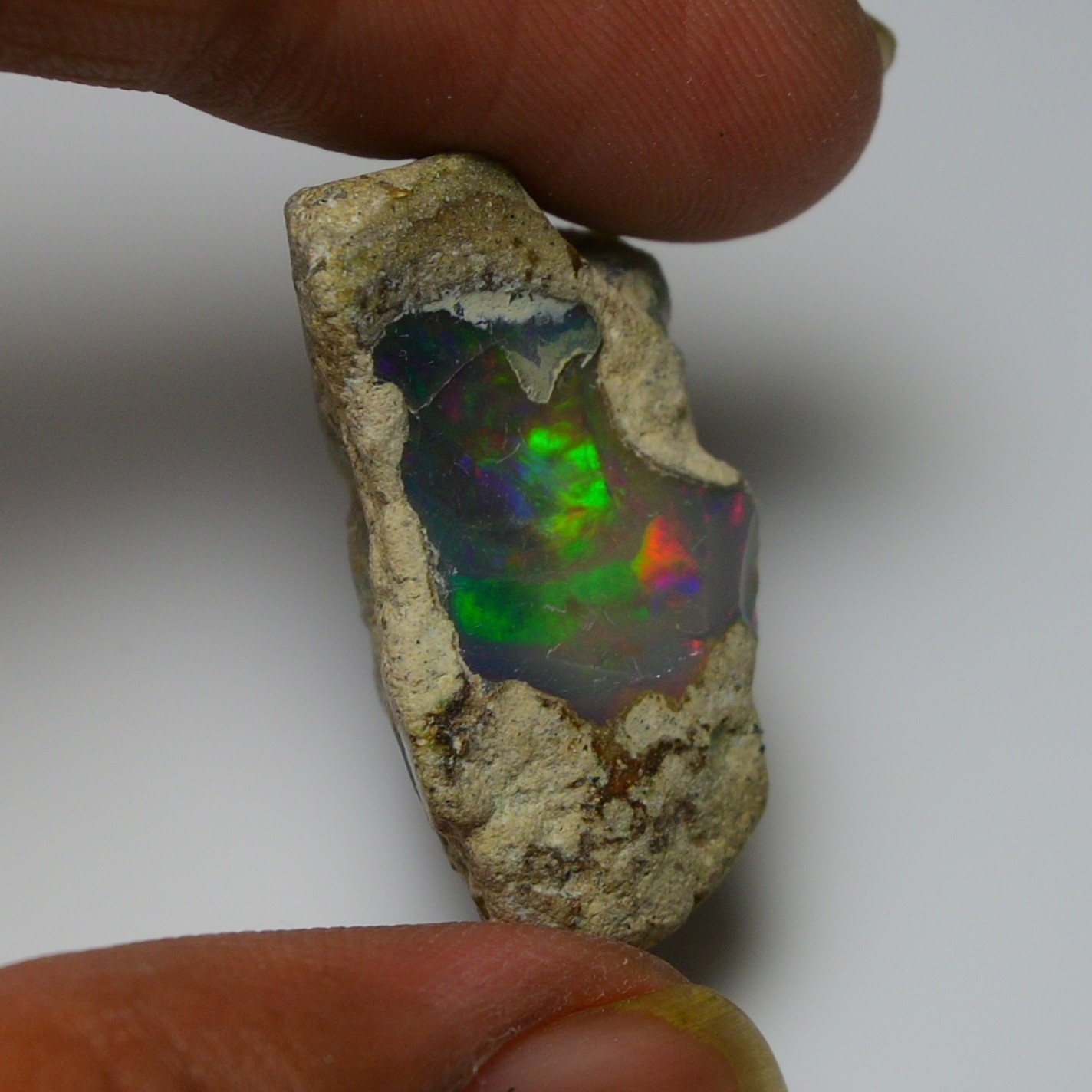 19ct Natural Black Opal Rough Ethiopian, Fire Opal Gemstone, 30×16 MM Welo Opal