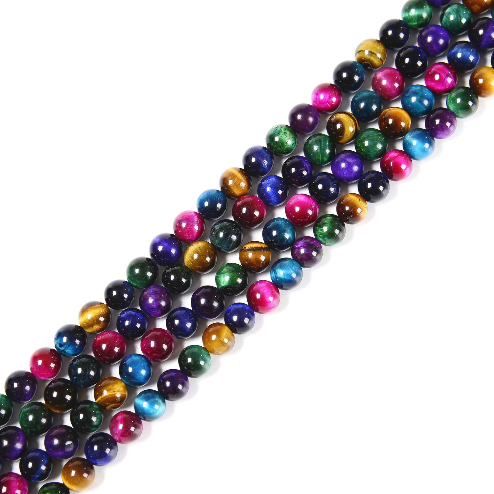 Multi-color Tiger Eye Smooth Round Beads Size 6mm 8mm 10mm 12mm 15.5” Strand