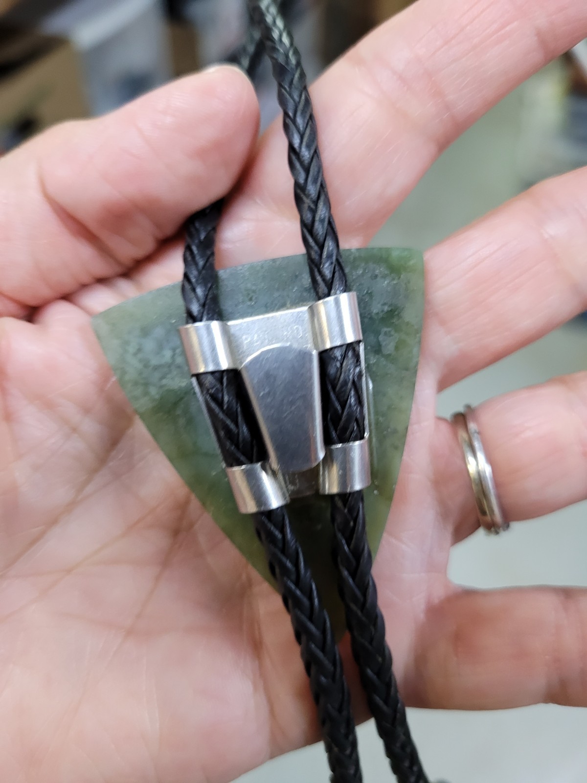 Bolo Tie With Jade and Bennett Style Type Slide Clip
