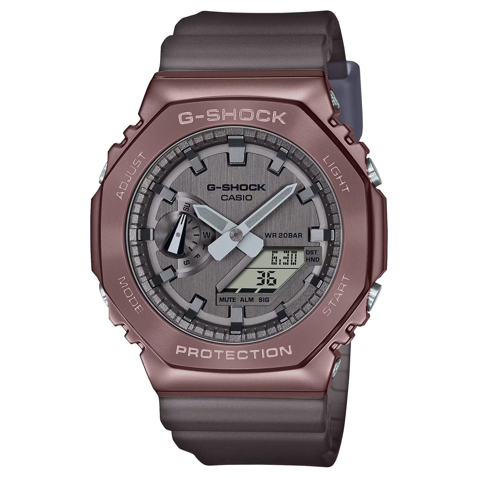 CASIO G-SHOCK GM-2100MF-5A GM2100 STEEL BEZEL BROWN A/D WATCH