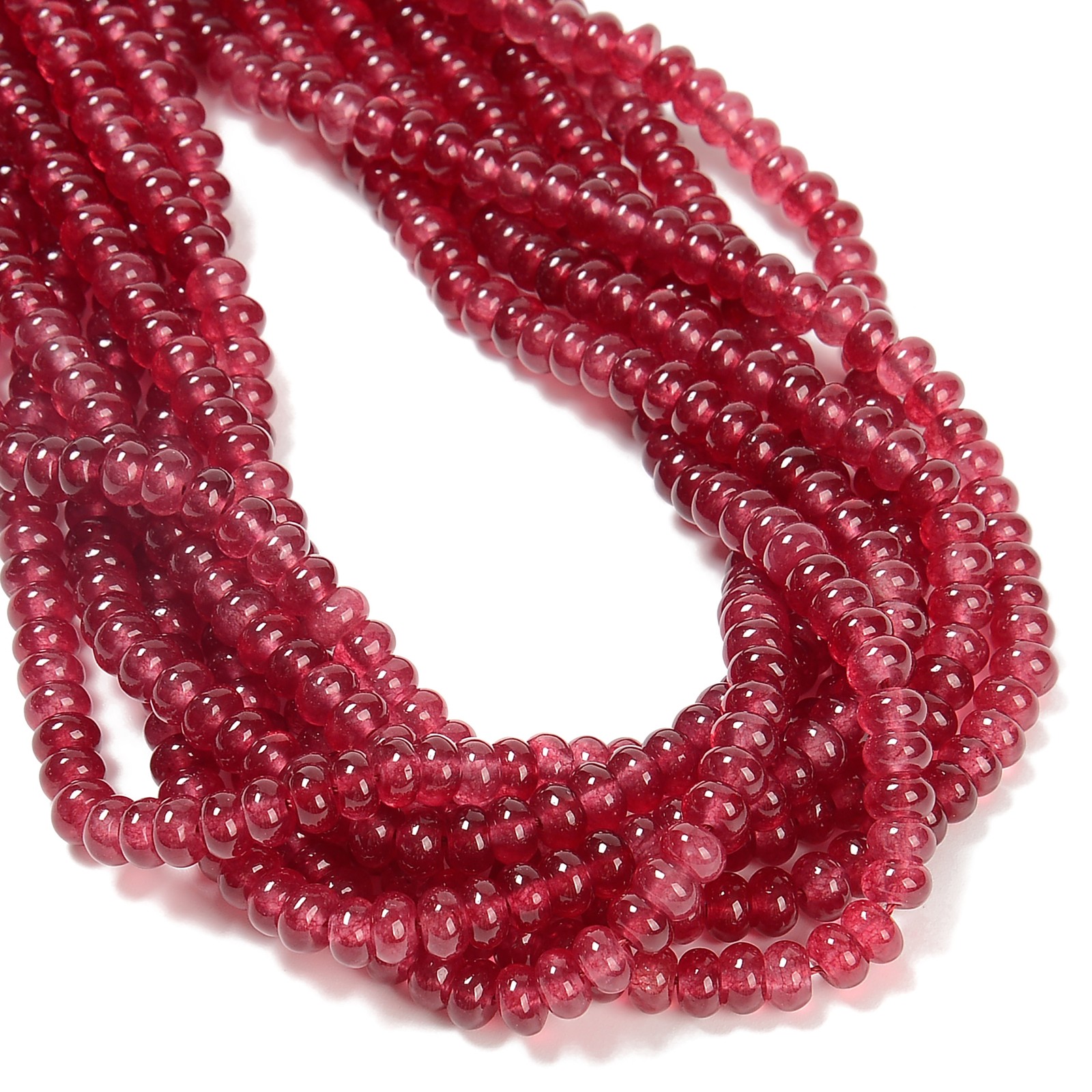 Ruby Red Color Dyed Jade Smooth Rondelle Beads Size 4x6mm 15.5” Strand