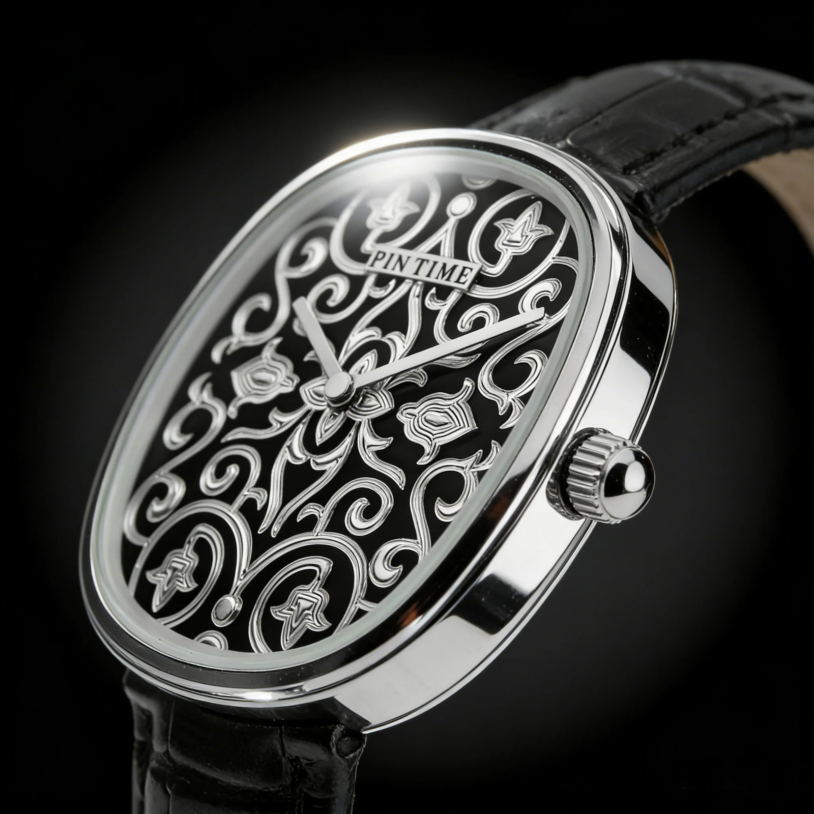 Classic Vintage Black Arabic Engraved Men’s Quartz Watch Elegant Gentleman