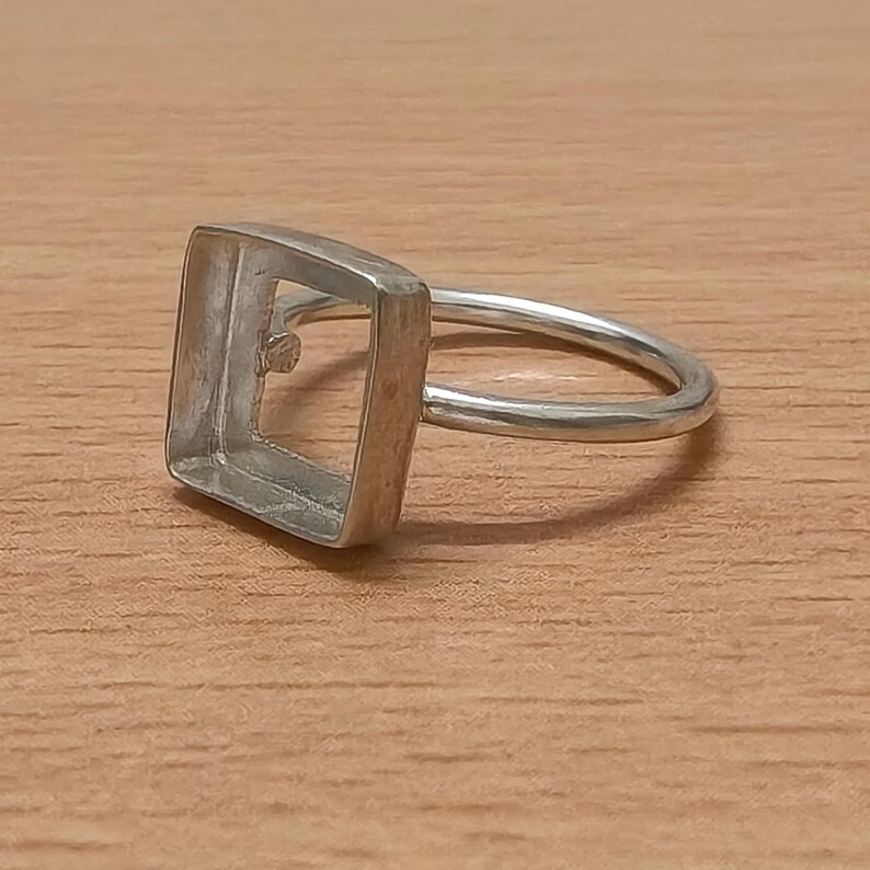 925 Sterling Silver 10mm Square Bezel Cup Setting Blank DIY Jewelry Handmade