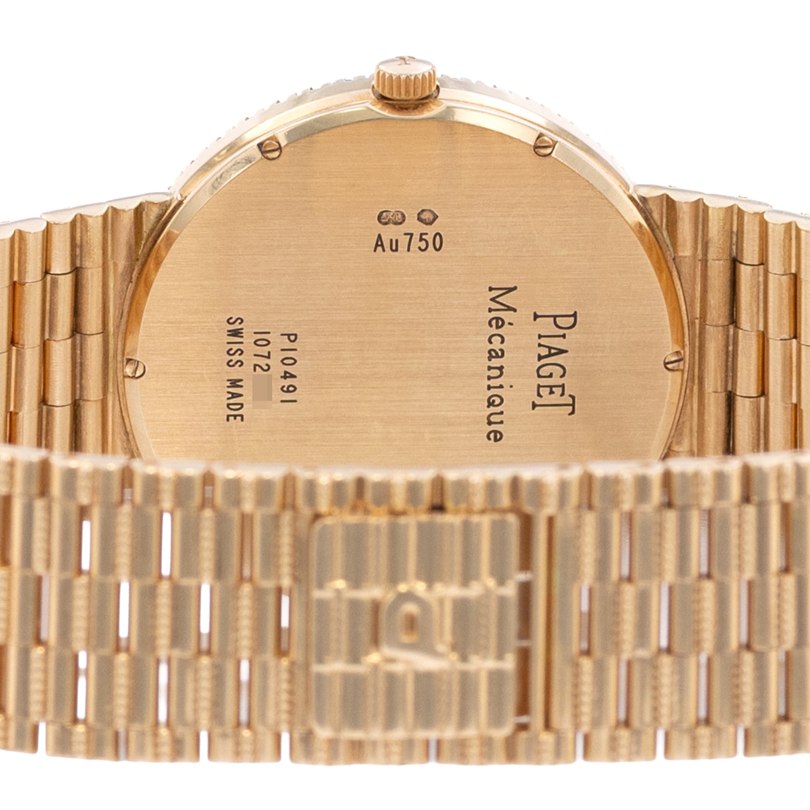 Piaget Dancer P10491 32mm Vintage Diamond Pave Dial 18k Yellow Gold Mens Watch