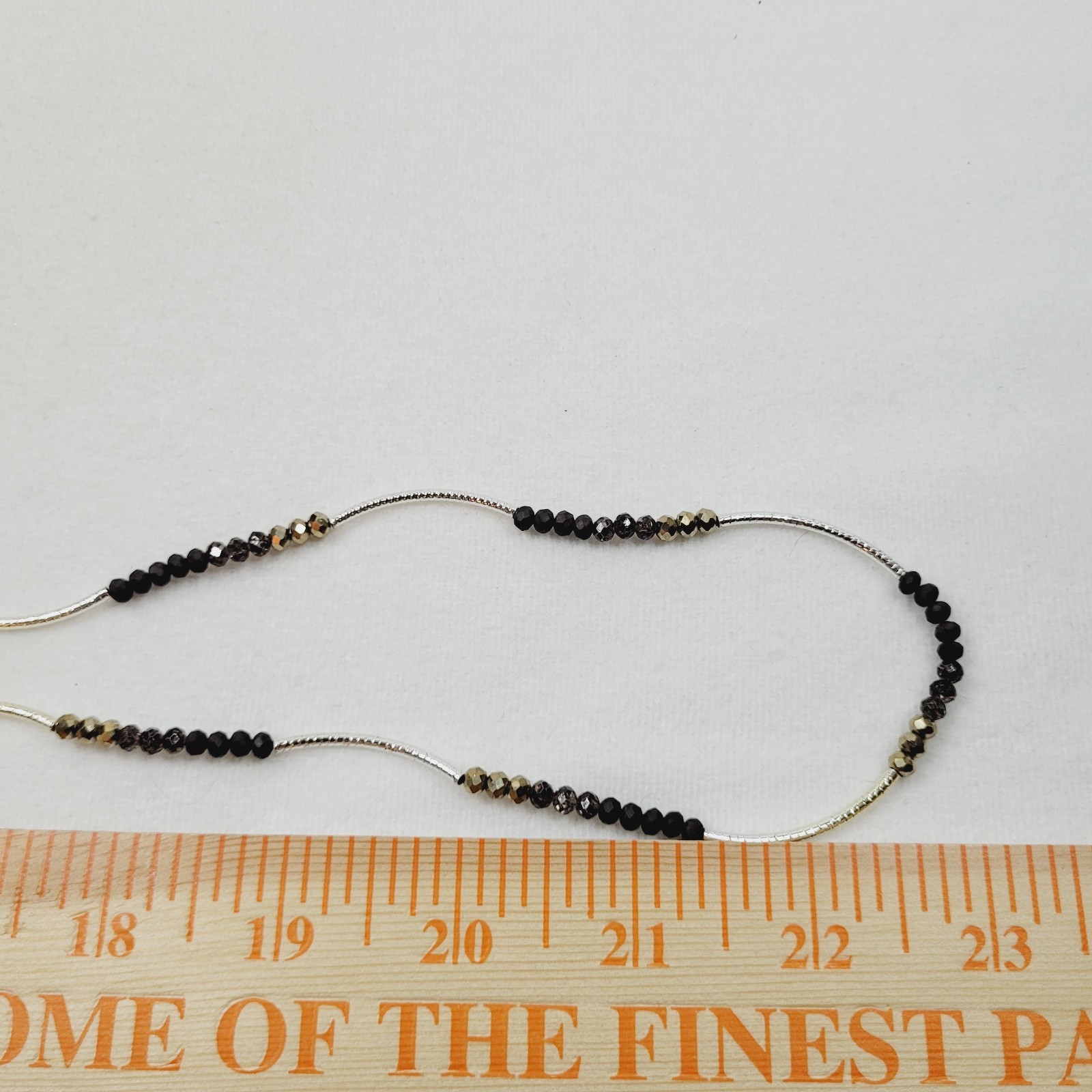 Brown AB Rhinestone and Bar Beaded Necklace Station About 46″ Long Stackable