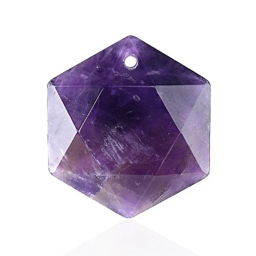 6PCS 22mm Faceted Hexagon Stone Pendants Healing Crystal Charm DIY Jewelry