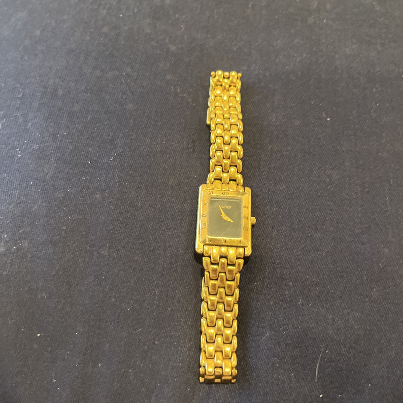 GUCCI 4200L Watch Black Gold Square Timepiece Genuine Authentic Vintage