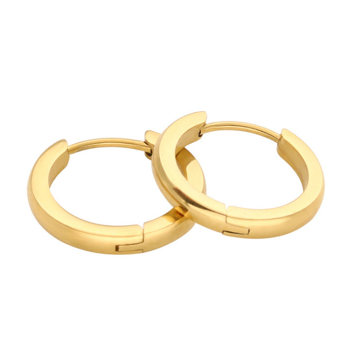 Silver Gold Black Stainless Steel Hinged Hoop Huggie Ear Earrings 7/9/10/12/14MM