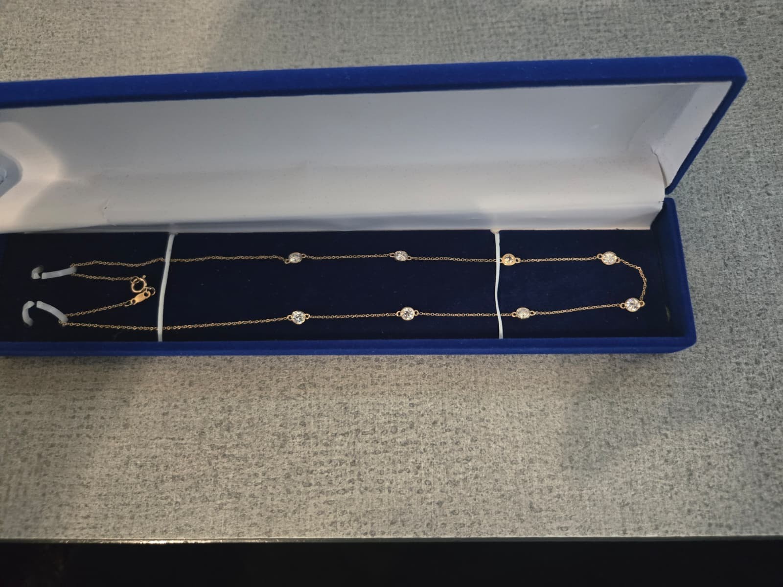 Lab Grown Diamond Station Necklace, 14K Solid Gold Diamond