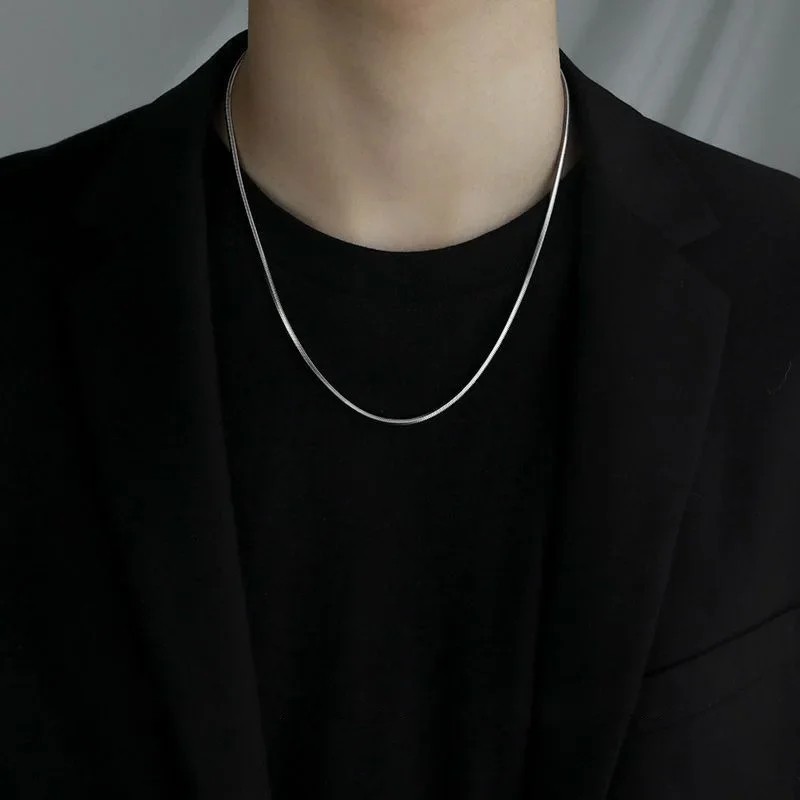 925 Sterling Silver Snake Link Chain Necklace Punk Hip Hop Men Women Jewelry